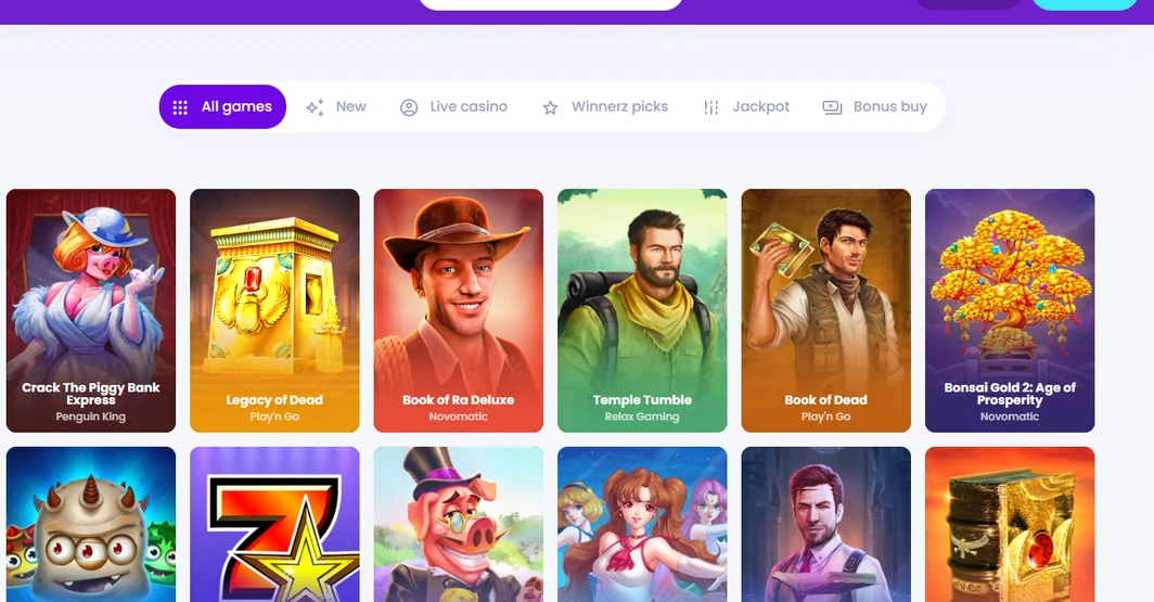 Bläddra spel på Winnerz Casino